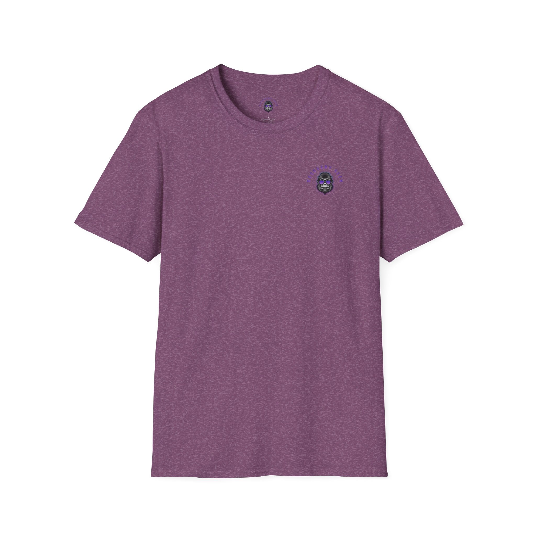 SOBER MODE Gorilla Graphic Tee – Recovery Seen Streetwear Shirt | Purple Accent Recovery Apparel | Motivational Back Print T-Shirt