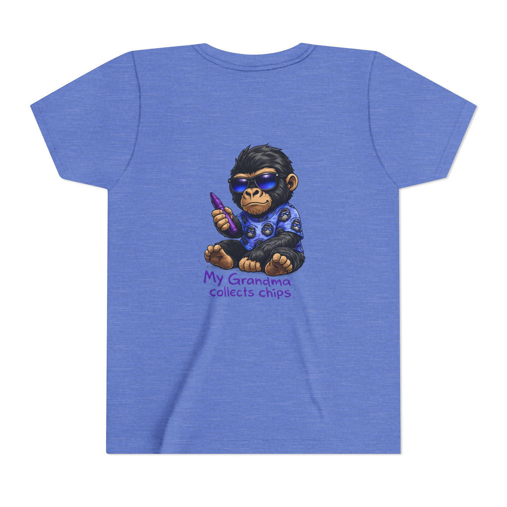My Grandma Collects Chips – Recovery Celebration Tee | AA Sobriety Tribute Shirt | Recovery Support Youth Graphic Tee | Purple Crayon Gorilla Shirt