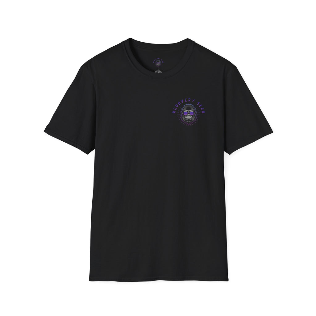 Recovery Seen Signature Script – Essential Tee | Handwritten Script back graphic, small chest logo