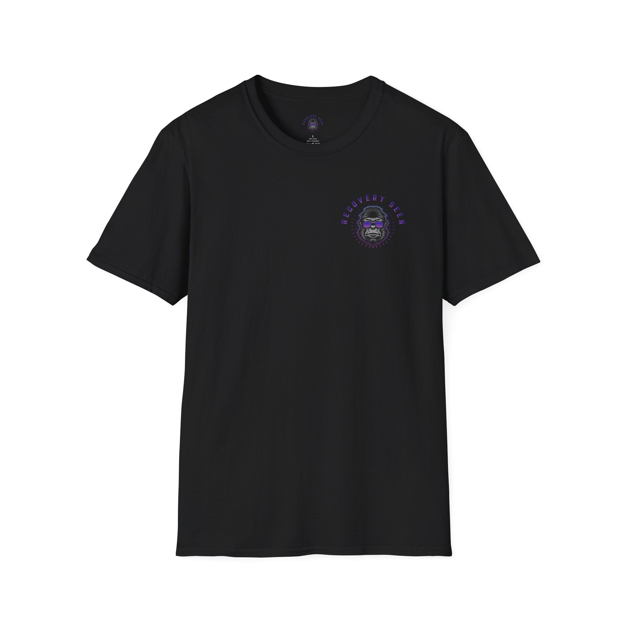 Recovery Seen Signature Script – Essential Tee | Handwritten Script back graphic, small chest logo