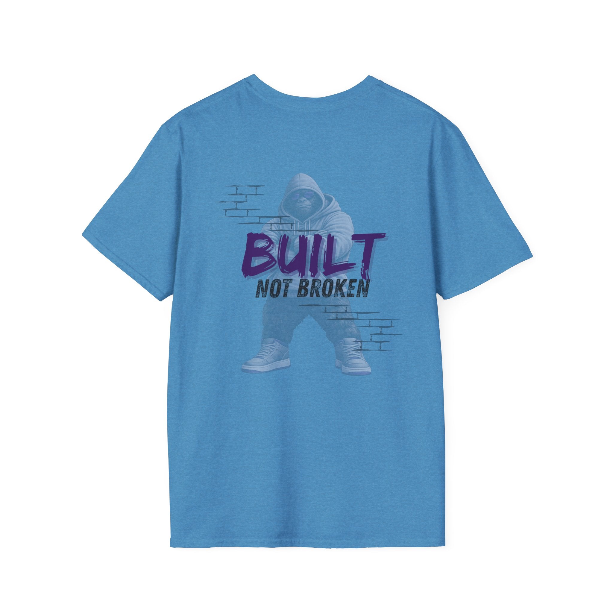 Recovery Seen | Not Broken. Built. Tee | Motivational Typography Tee, Urban Brick Accent