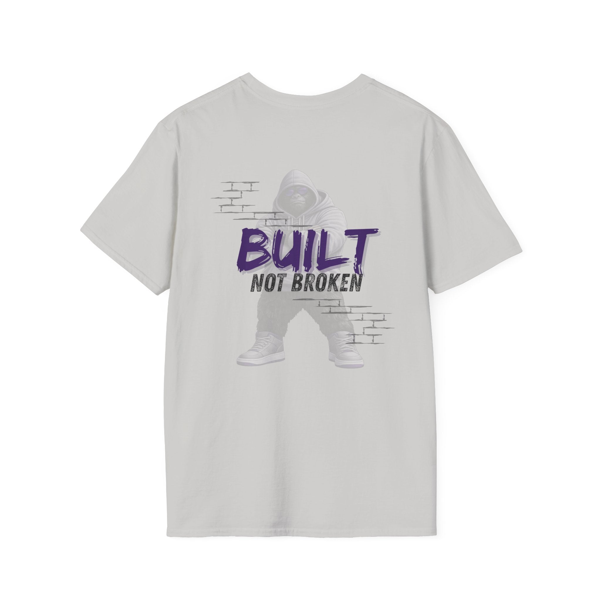 Recovery Seen | Not Broken. Built. Tee | Motivational Typography Tee, Urban Brick Accent