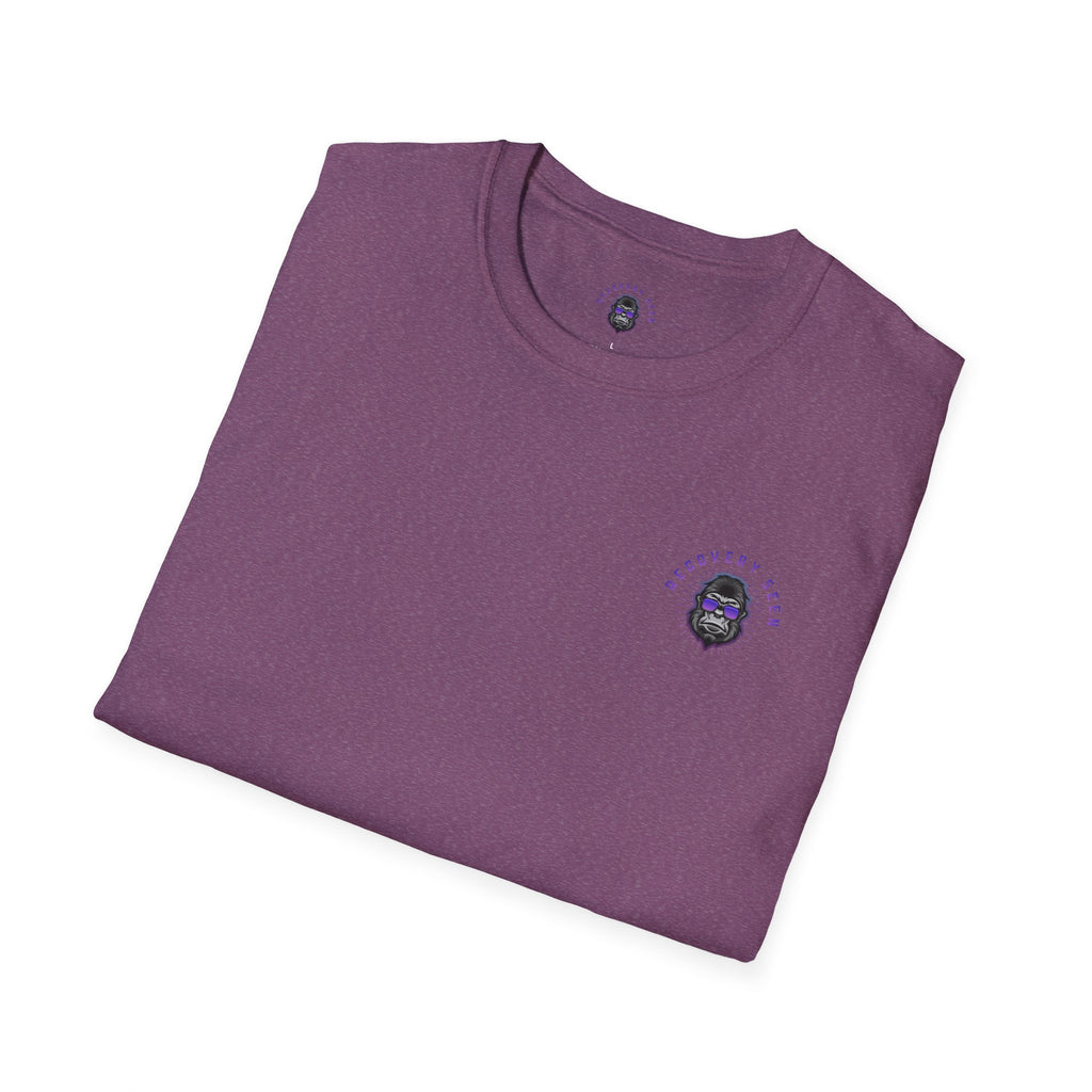 SOBER MODE Gorilla Graphic Tee – Recovery Seen Streetwear Shirt | Purple Accent Recovery Apparel | Motivational Back Print T-Shirt