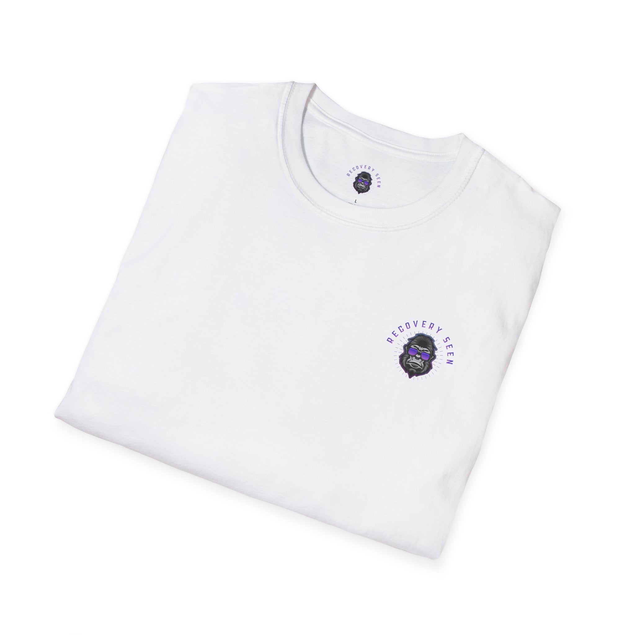 SOBER MODE Gorilla Graphic Tee – Recovery Seen Streetwear Shirt | Purple Accent Recovery Apparel | Motivational Back Print T-Shirt