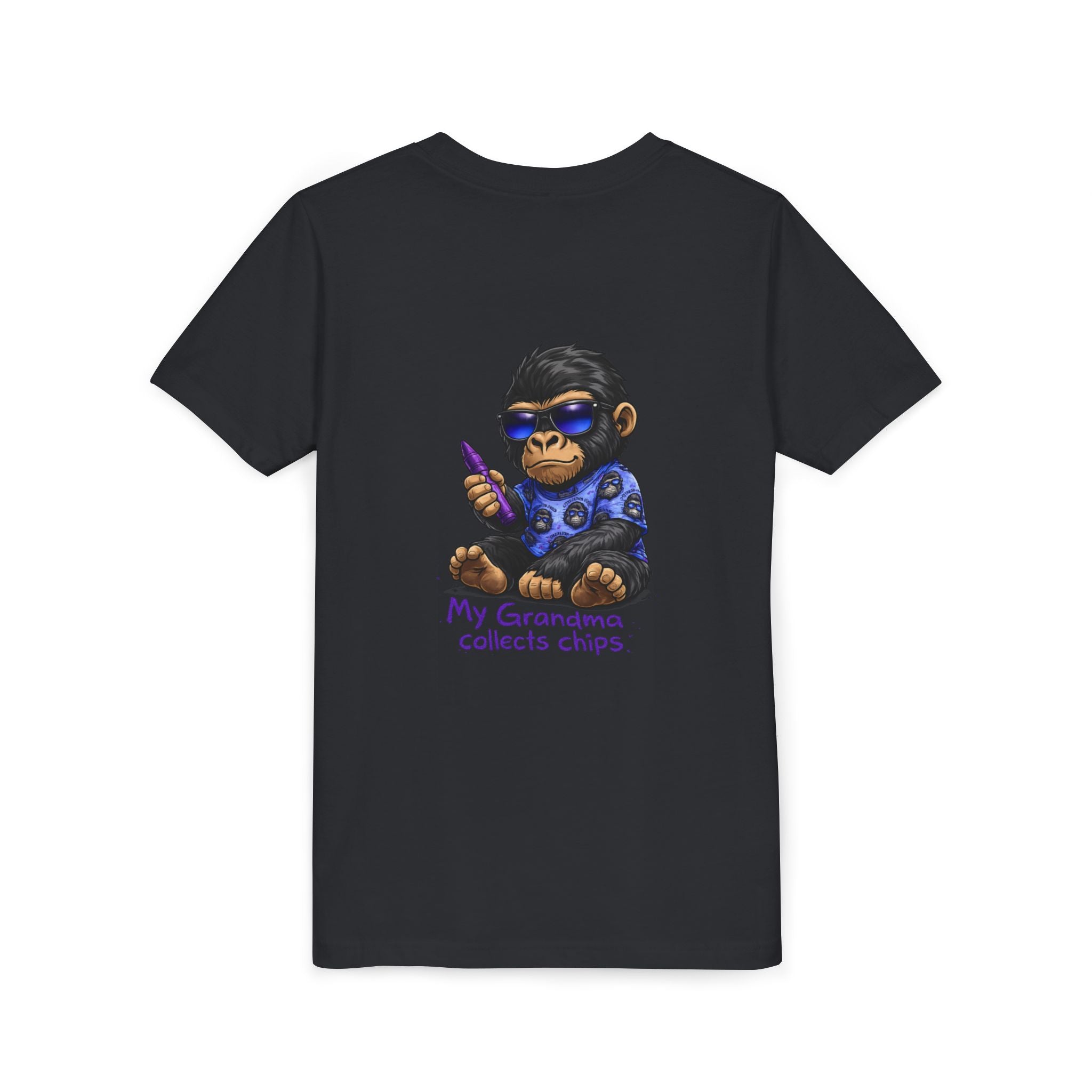 My Grandma Collects Chips – Recovery Celebration Tee | AA Sobriety Tribute Shirt | Recovery Support Youth Graphic Tee | Purple Crayon Gorilla Shirt