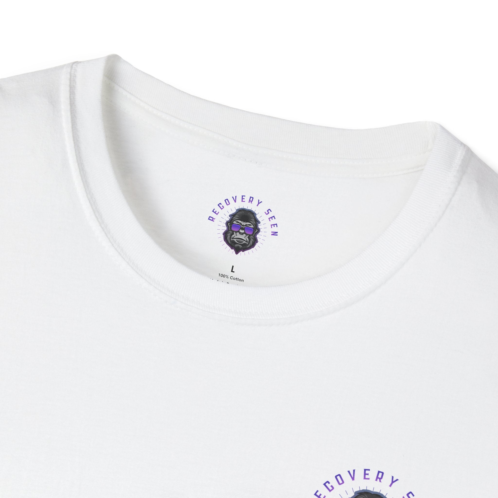 SOBER MODE Gorilla Graphic Tee – Recovery Seen Streetwear Shirt | Purple Accent Recovery Apparel | Motivational Back Print T-Shirt