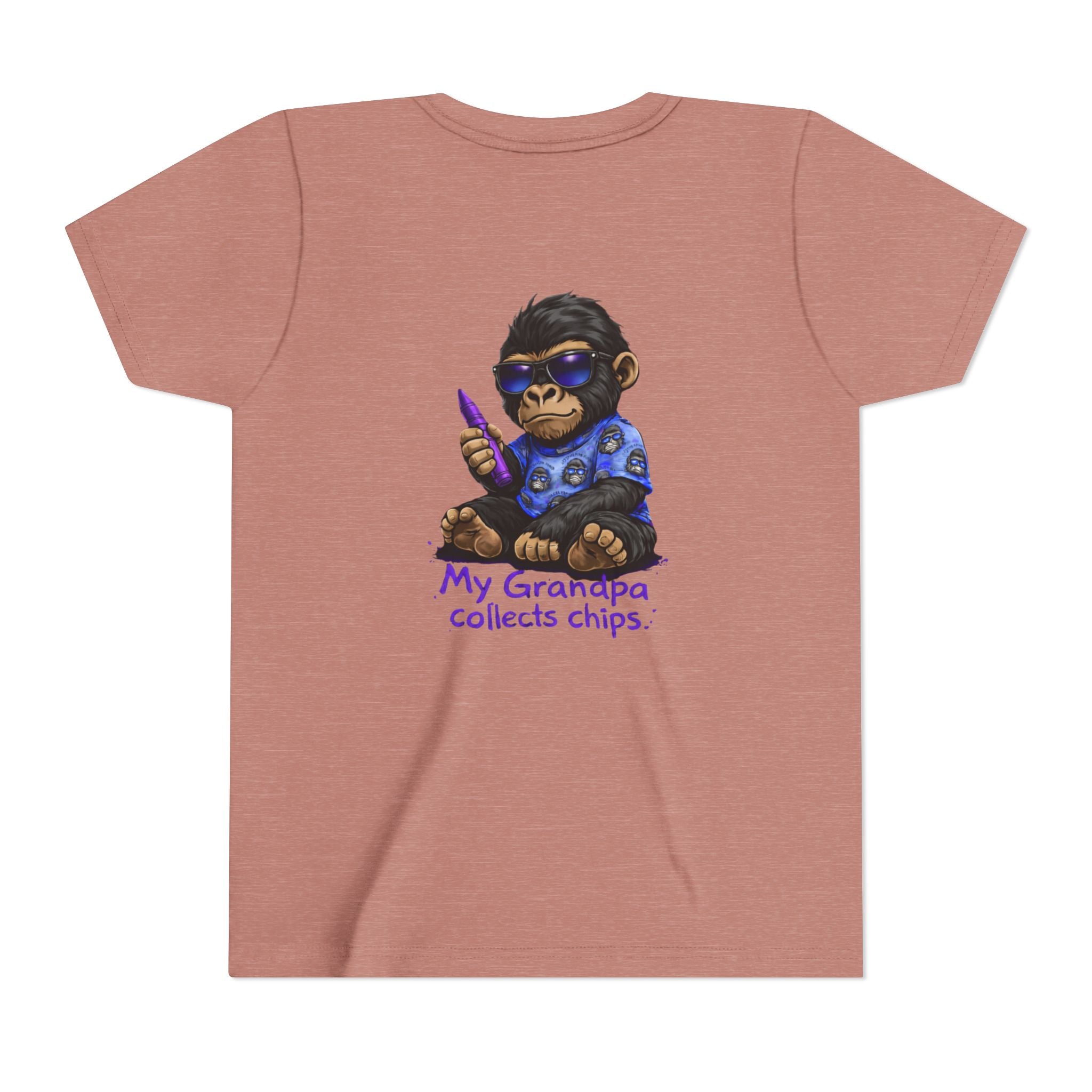 My Grandpa Collects Chips – Recovery Celebration Tee | AA Sobriety Tribute Shirt | Recovery Support Youth Graphic Tee | Purple Crayon Gorilla Shirt