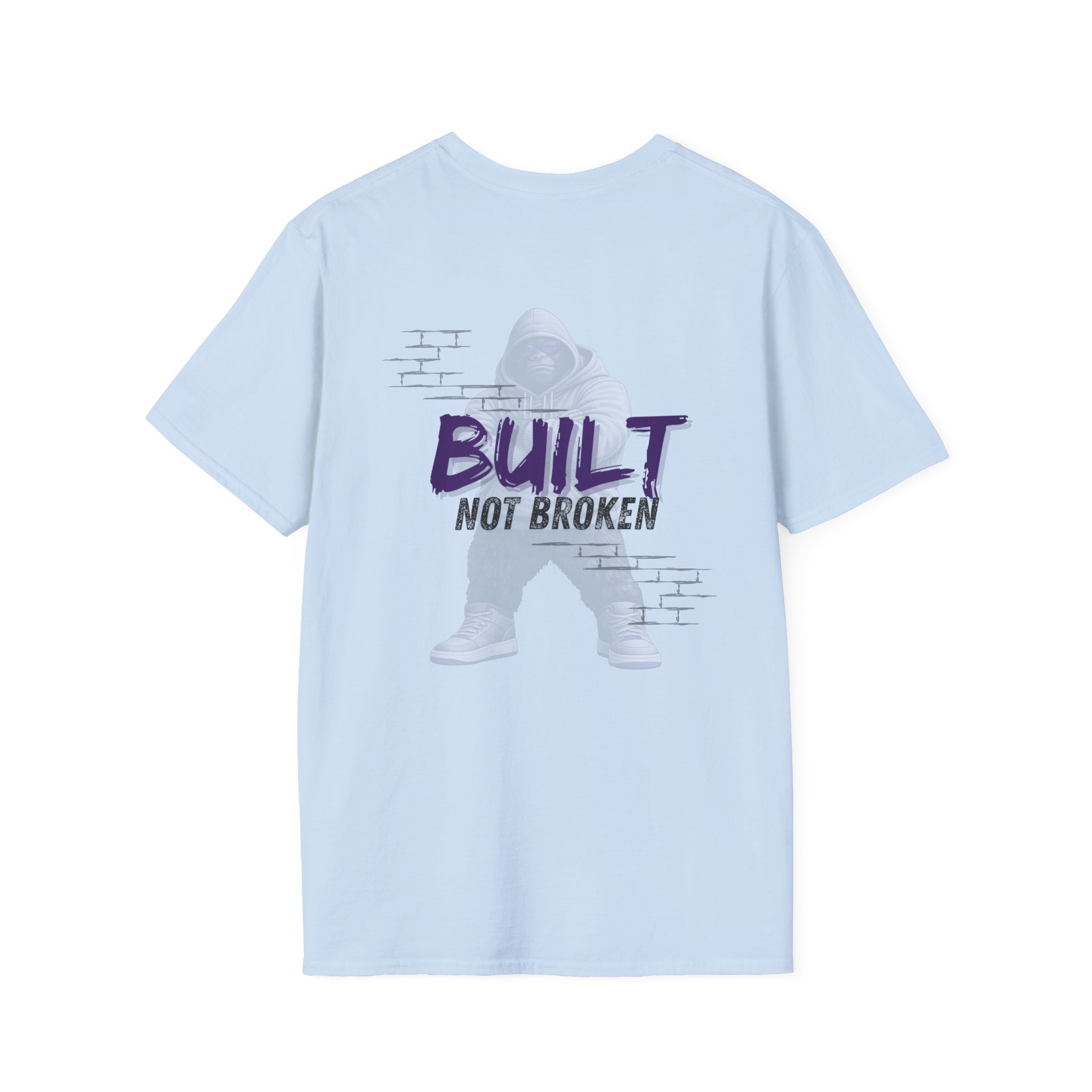 Recovery Seen | Not Broken. Built. Tee | Motivational Typography Tee, Urban Brick Accent
