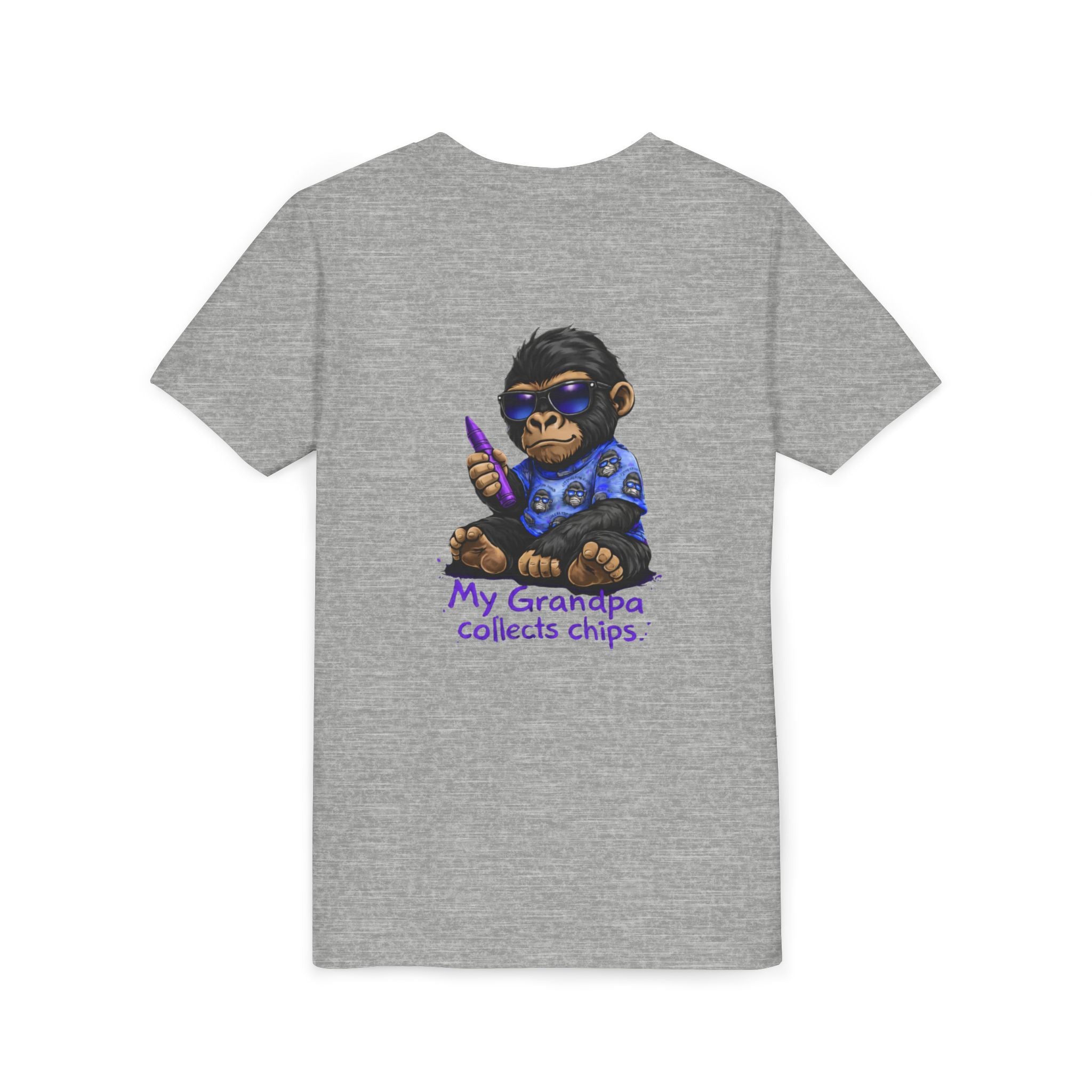 My Grandpa Collects Chips – Recovery Celebration Tee | AA Sobriety Tribute Shirt | Recovery Support Youth Graphic Tee | Purple Crayon Gorilla Shirt