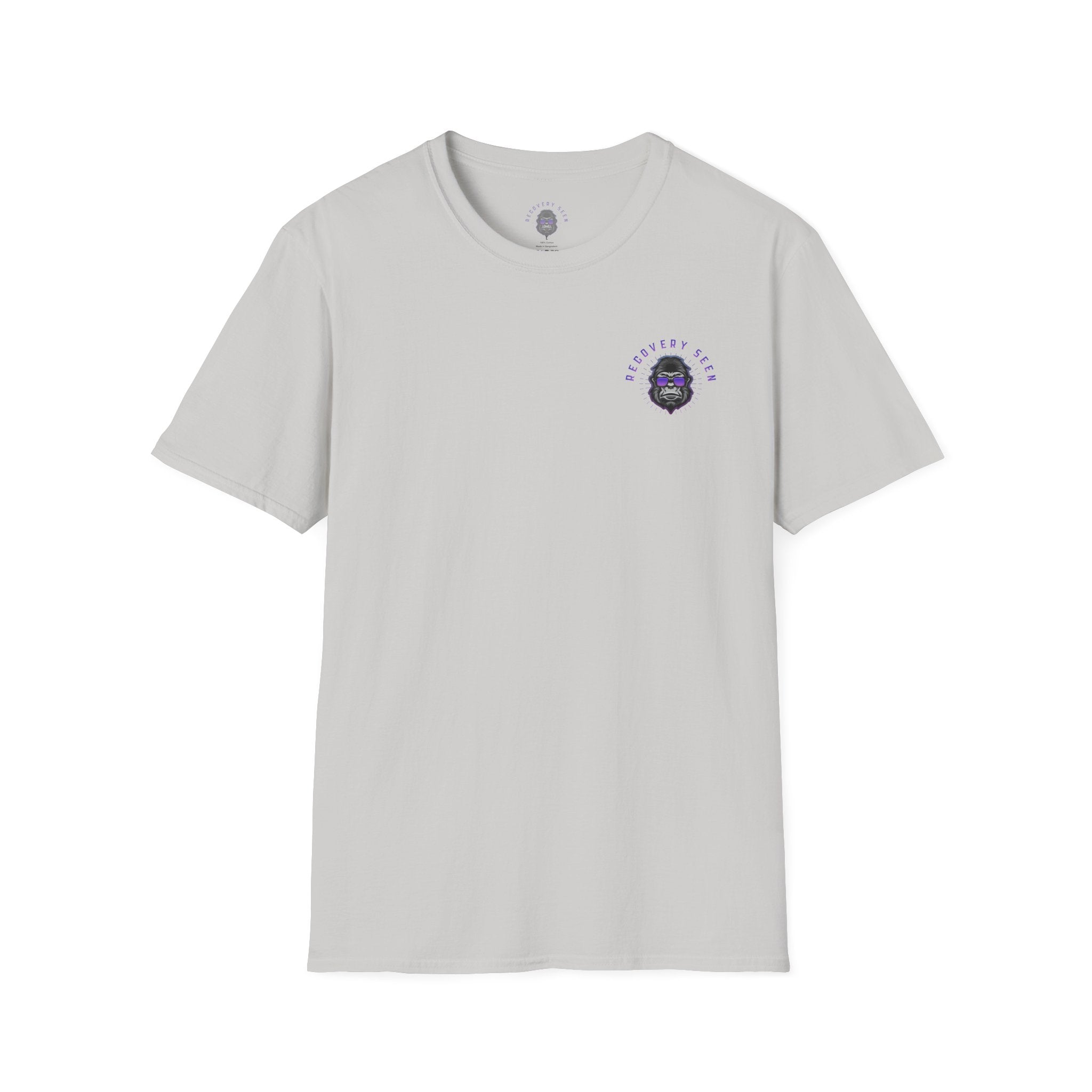 White Recovery Seen Minimal Logo T-Shirt – Clean Recovery Apparel for Individuals & Families, Simple Logo Design, Unisex Cotton Tee