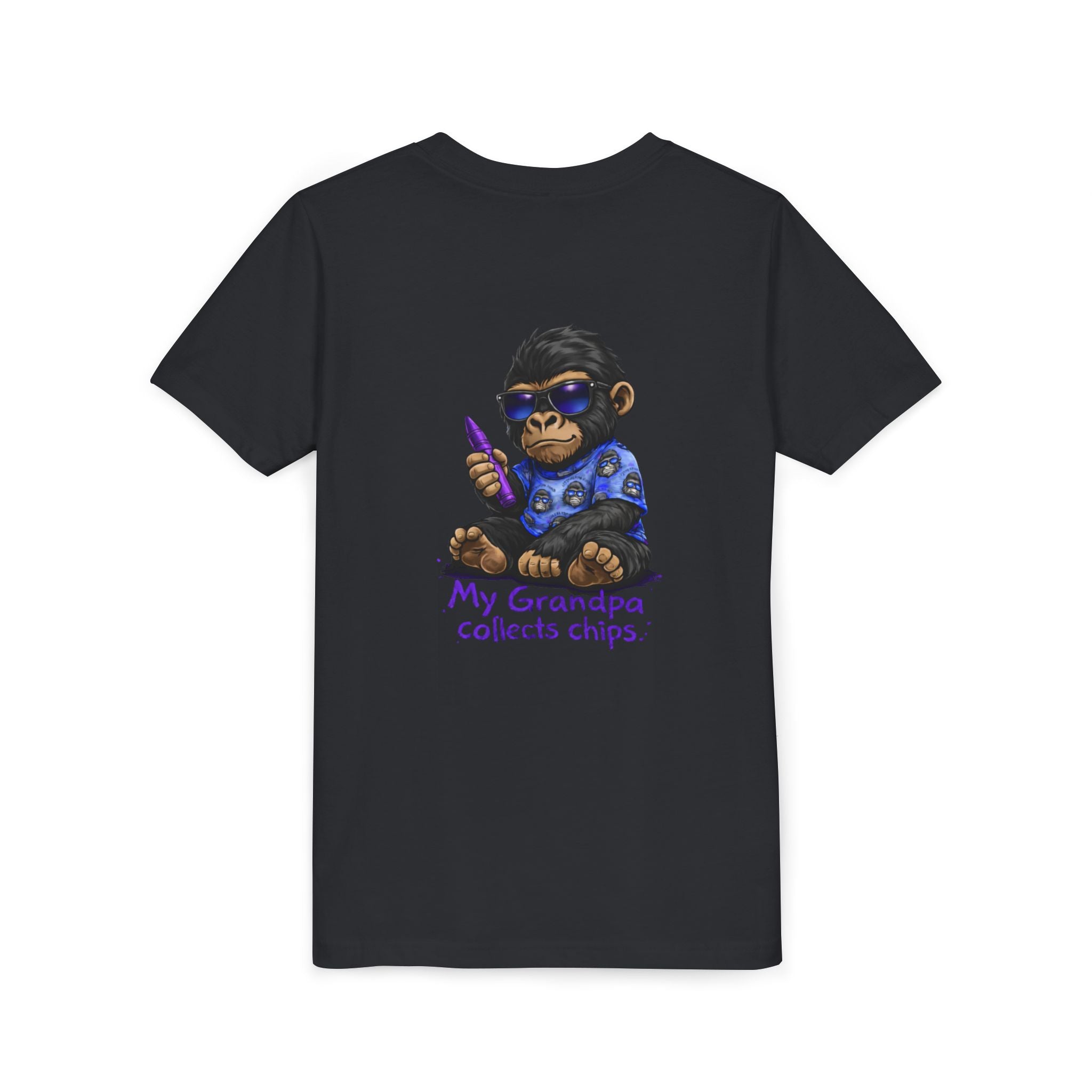 My Grandpa Collects Chips – Recovery Celebration Tee | AA Sobriety Tribute Shirt | Recovery Support Youth Graphic Tee | Purple Crayon Gorilla Shirt