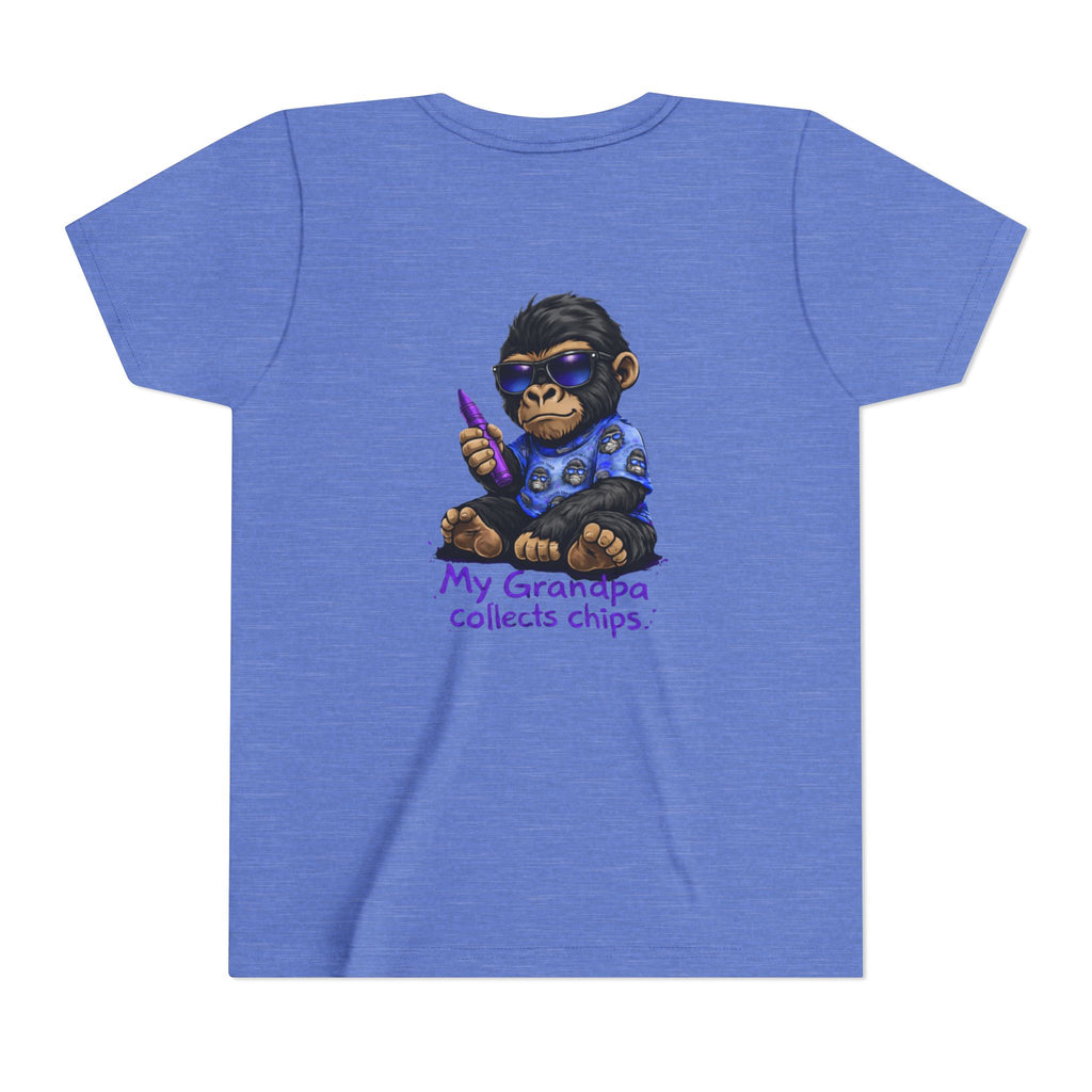 My Grandpa Collects Chips – Recovery Celebration Tee | AA Sobriety Tribute Shirt | Recovery Support Youth Graphic Tee | Purple Crayon Gorilla Shirt