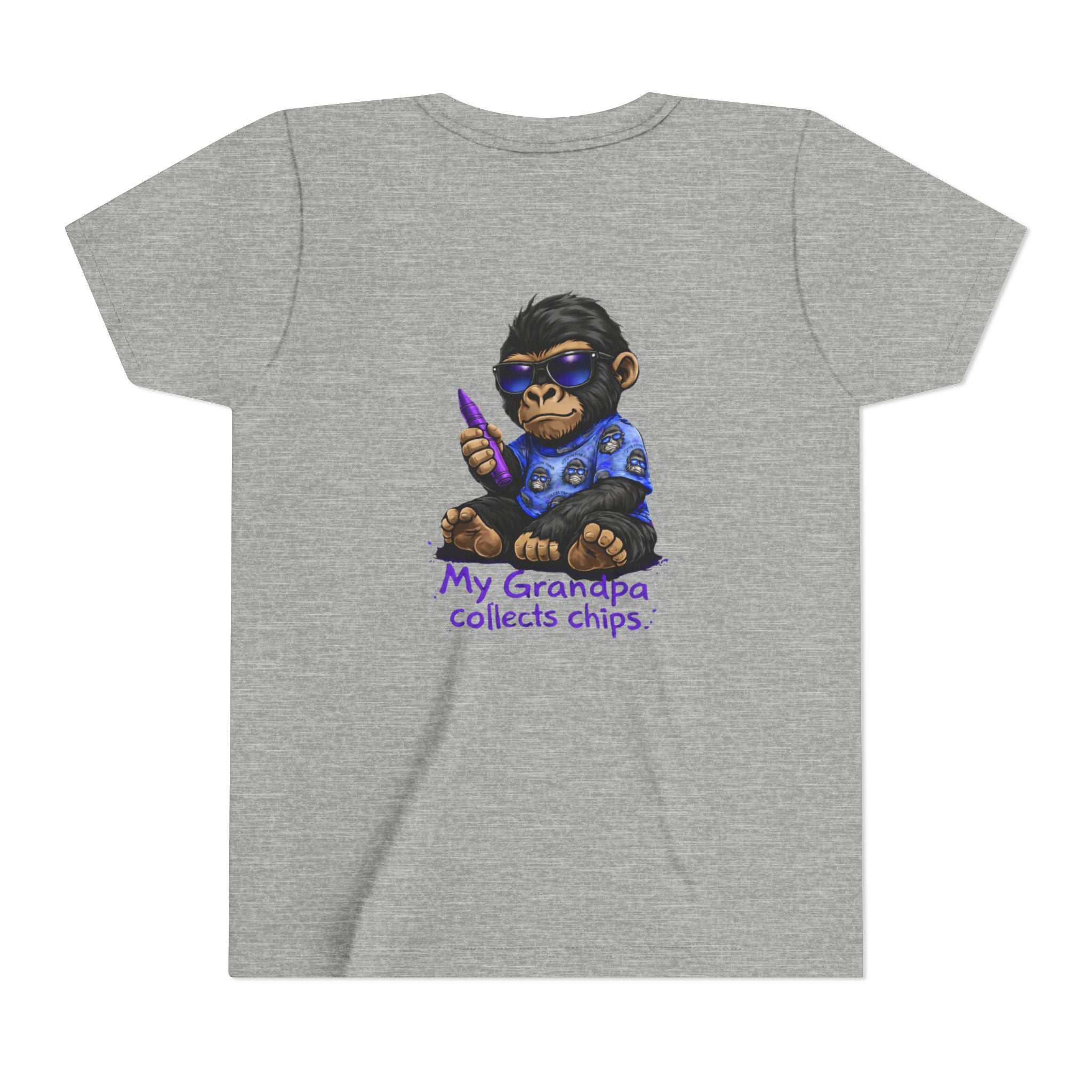 My Grandpa Collects Chips – Recovery Celebration Tee | AA Sobriety Tribute Shirt | Recovery Support Youth Graphic Tee | Purple Crayon Gorilla Shirt