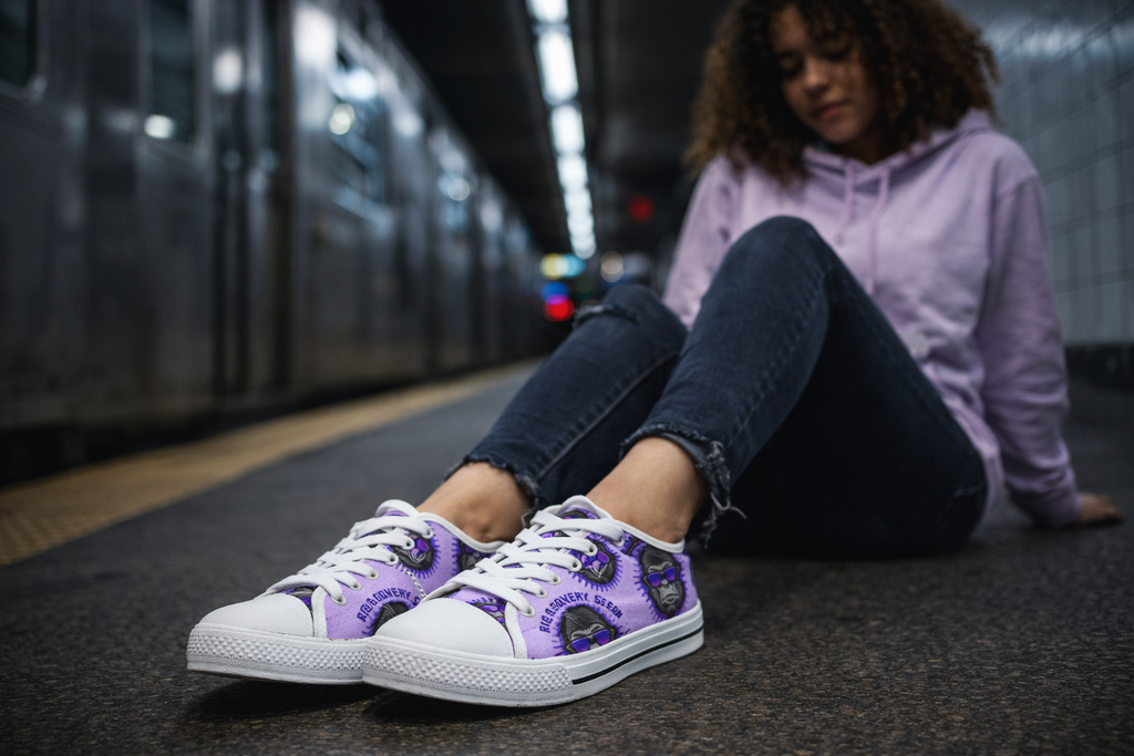 Purple Recovery Seen “Seen in Strength” Signature Sneakers | Low Top Sneakers