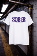 SOBER distressed stencil T-Shirt | small chest recovery emblem