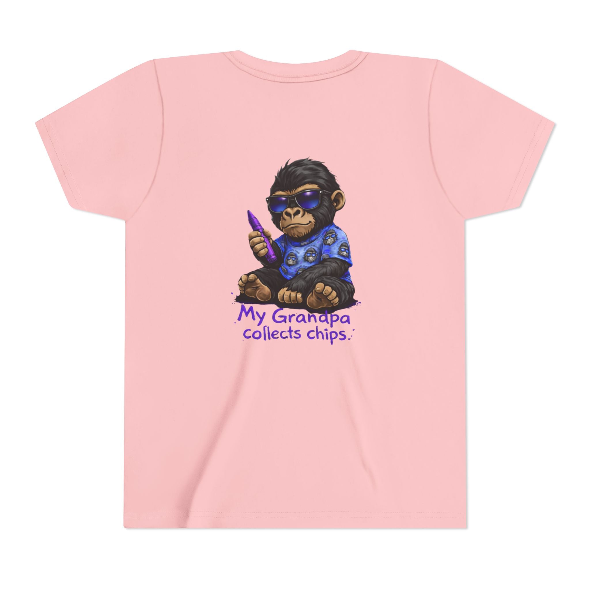 My Grandpa Collects Chips – Recovery Celebration Tee | AA Sobriety Tribute Shirt | Recovery Support Youth Graphic Tee | Purple Crayon Gorilla Shirt
