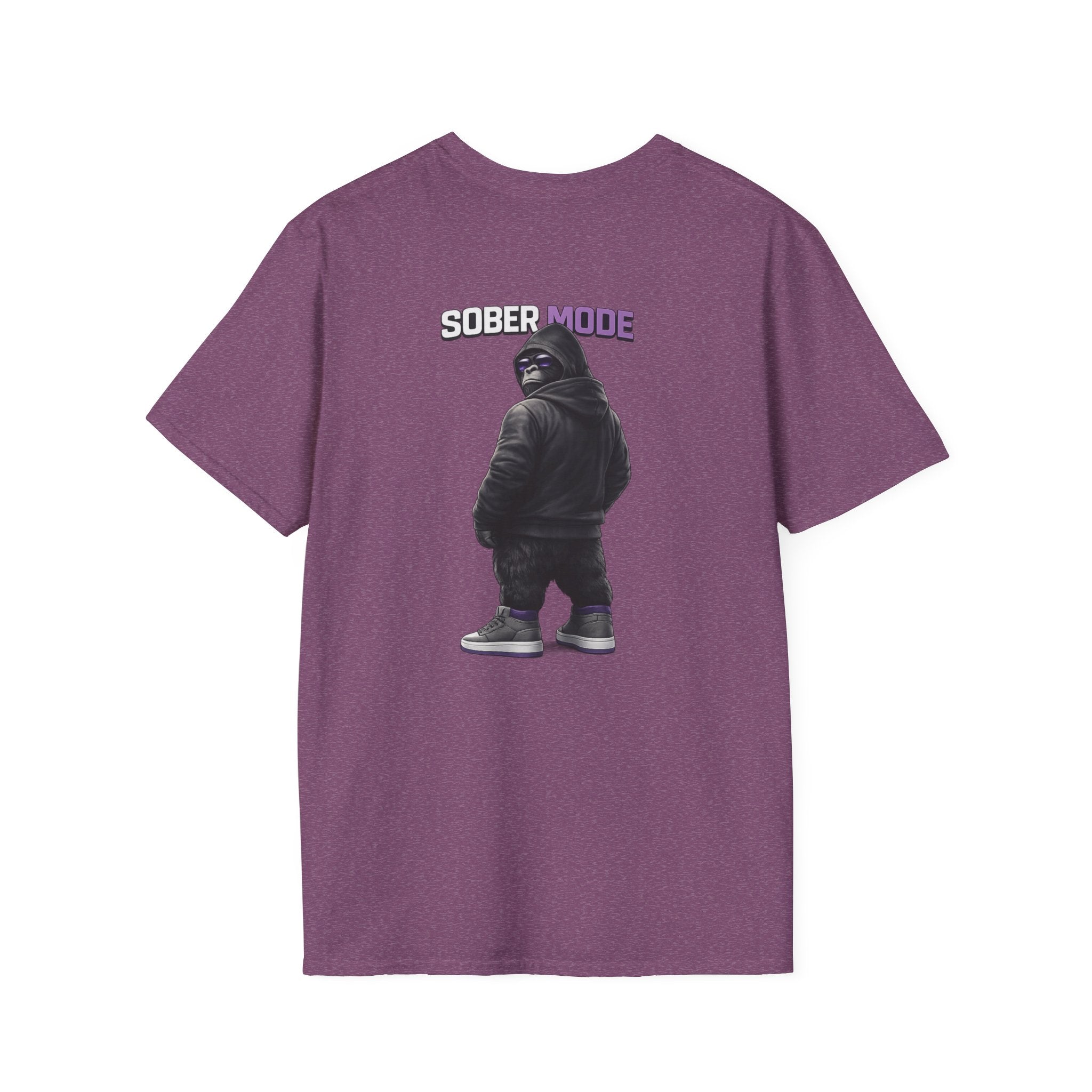 SOBER MODE Gorilla Graphic Tee – Recovery Seen Streetwear Shirt | Purple Accent Recovery Apparel | Motivational Back Print T-Shirt