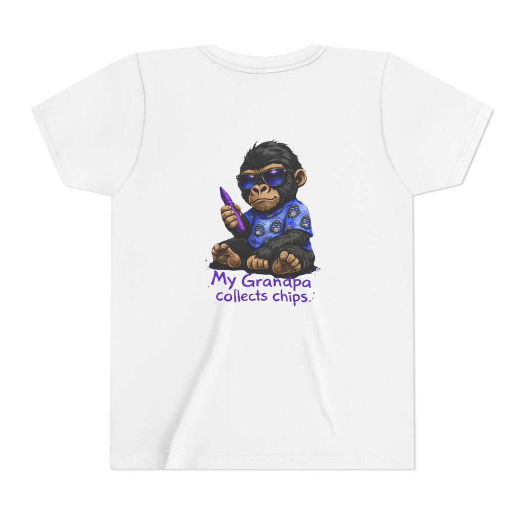 My Grandpa Collects Chips – Recovery Celebration Tee | AA Sobriety Tribute Shirt | Recovery Support Youth Graphic Tee | Purple Crayon Gorilla Shirt