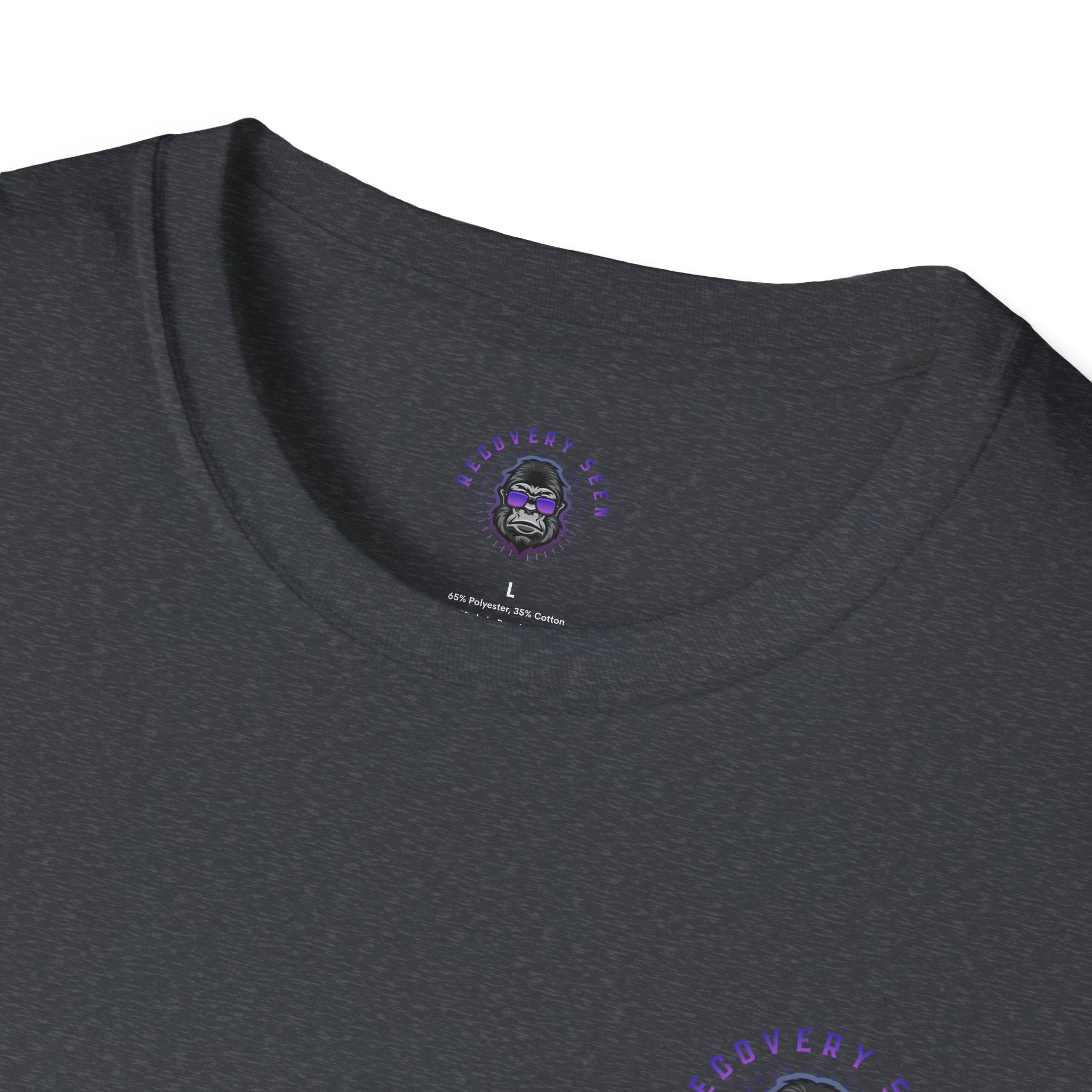 SOBER MODE Gorilla Graphic Tee – Recovery Seen Streetwear Shirt | Purple Accent Recovery Apparel | Motivational Back Print T-Shirt