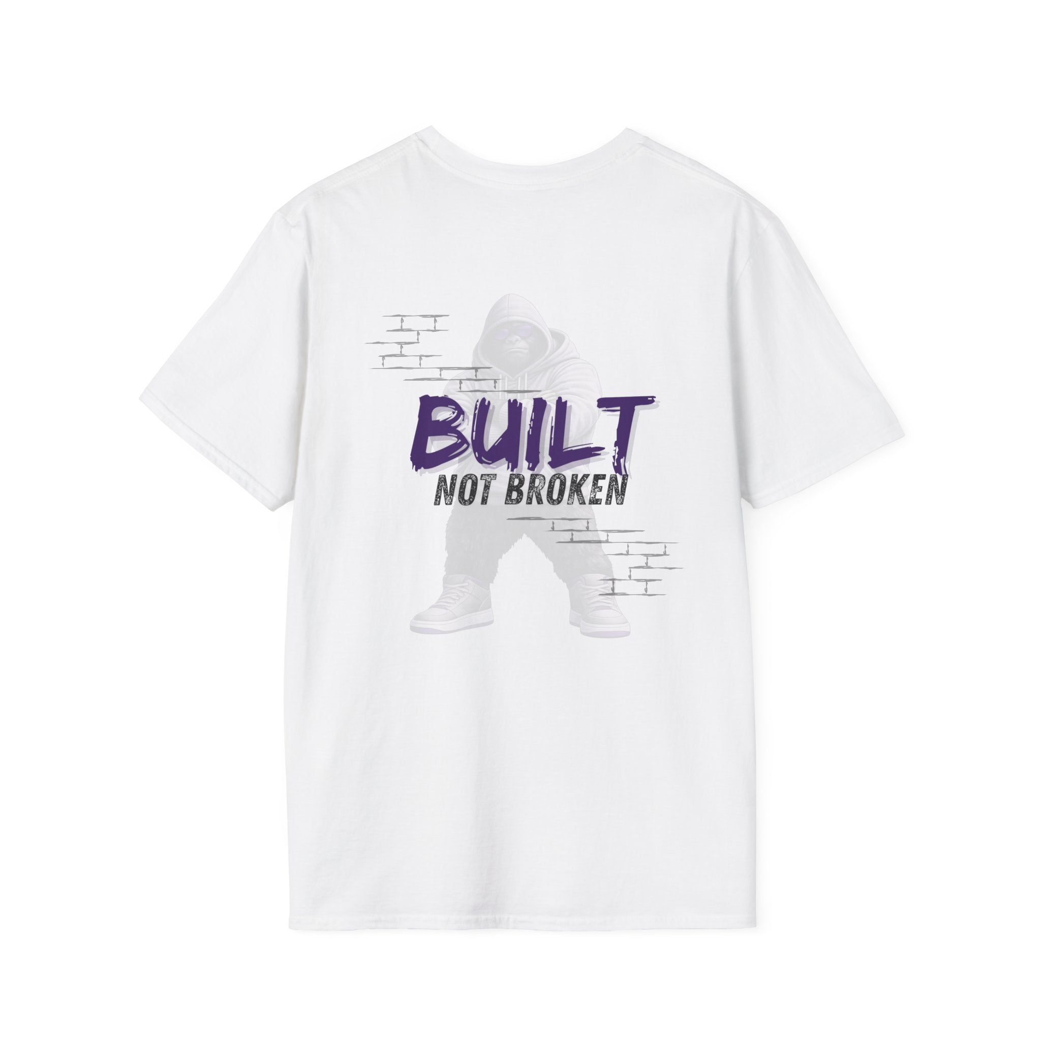 Recovery Seen | Not Broken. Built. Tee | Motivational Typography Tee, Urban Brick Accent