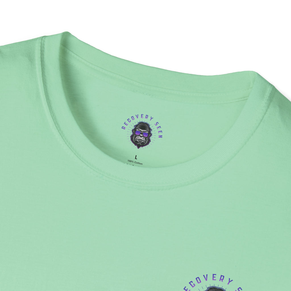 SOBER MODE Gorilla Graphic Tee – Recovery Seen Streetwear Shirt | Purple Accent Recovery Apparel | Motivational Back Print T-Shirt