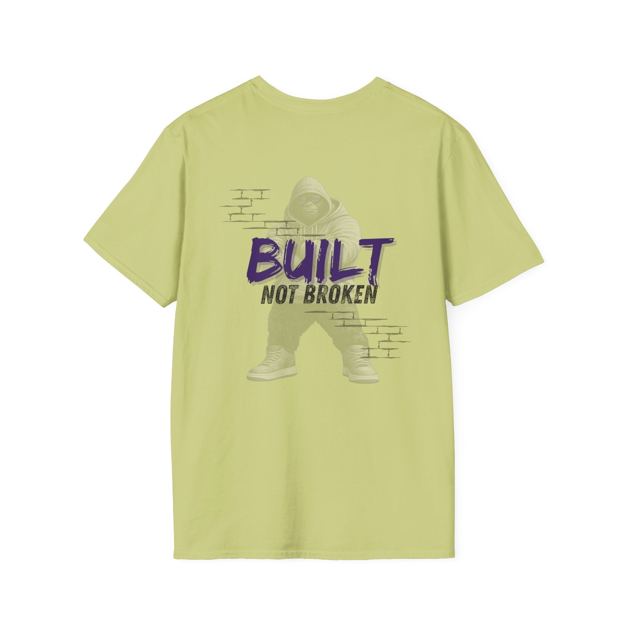 Recovery Seen | Not Broken. Built. Tee | Motivational Typography Tee, Urban Brick Accent
