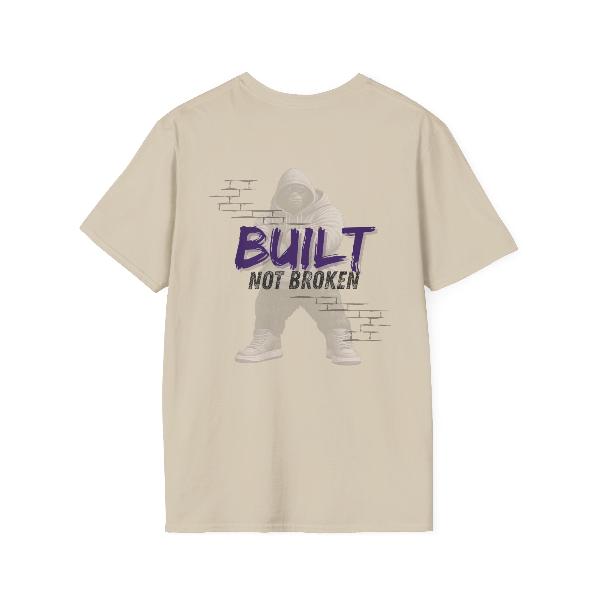 Recovery Seen | Not Broken. Built. Tee | Motivational Typography Tee, Urban Brick Accent