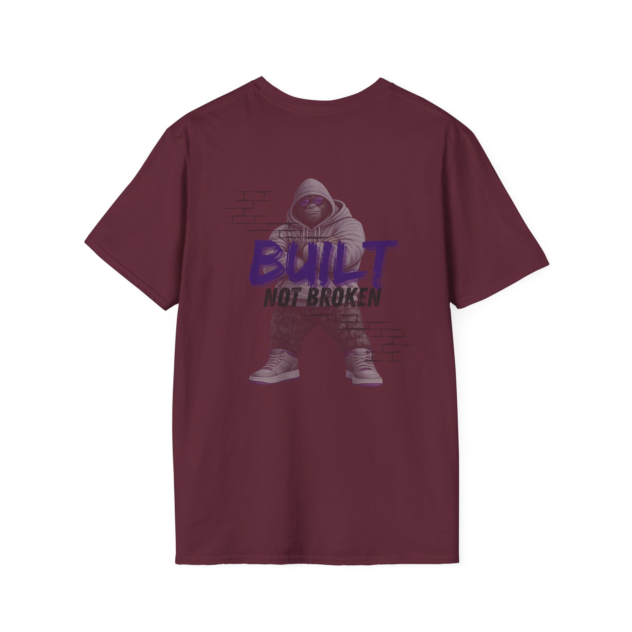 Recovery Seen | Not Broken. Built. Tee | Motivational Typography Tee, Urban Brick Accent
