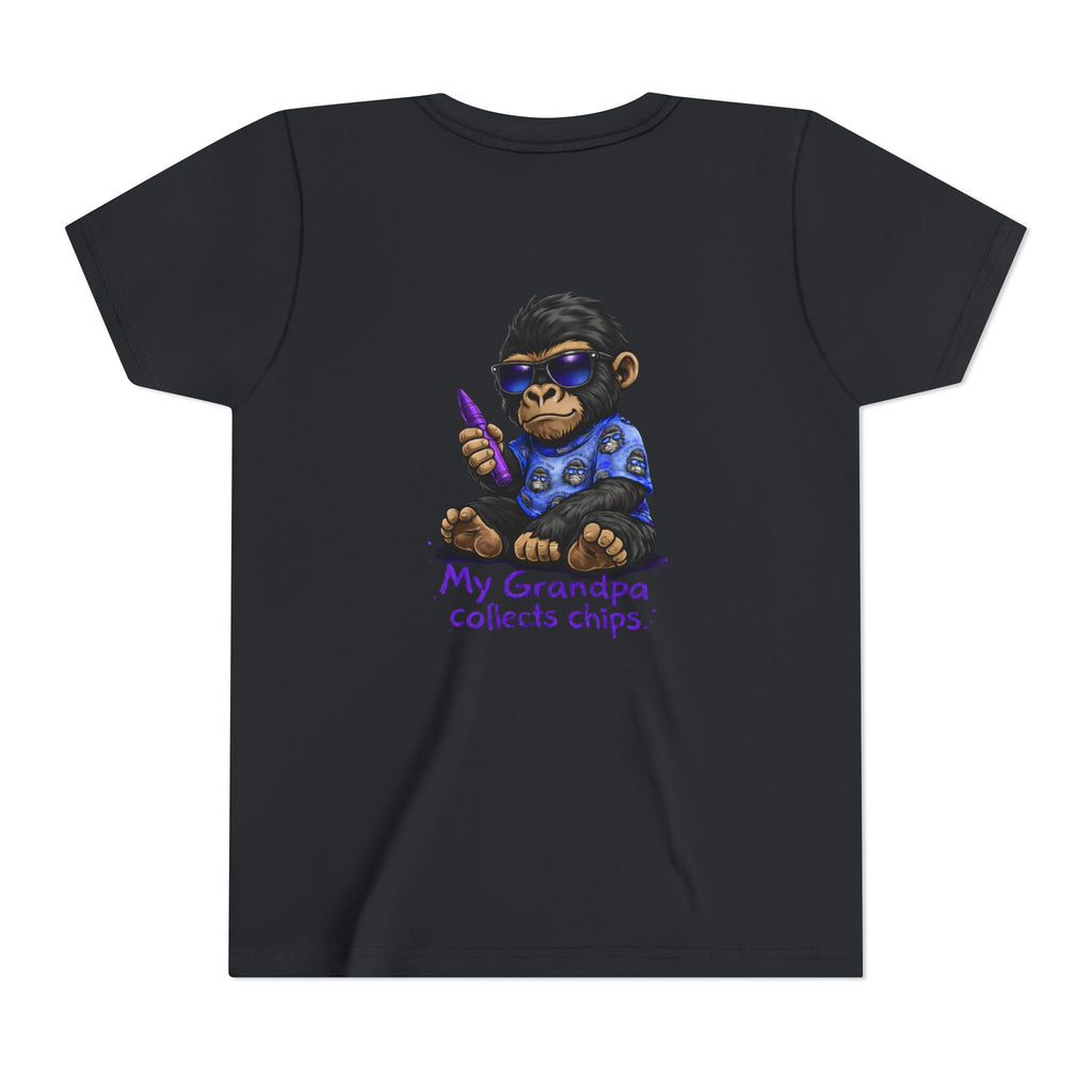 My Grandpa Collects Chips – Recovery Celebration Tee | AA Sobriety Tribute Shirt | Recovery Support Youth Graphic Tee | Purple Crayon Gorilla Shirt