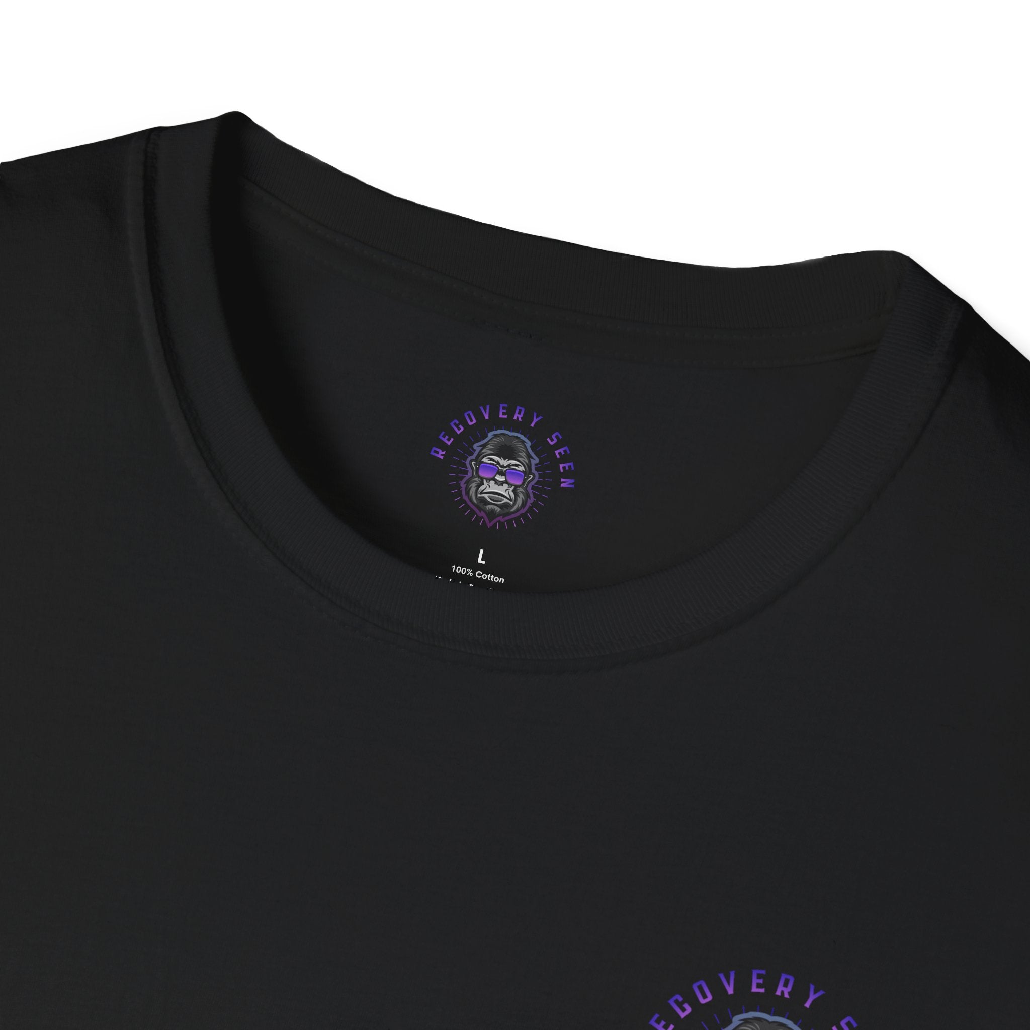 SOBER MODE Gorilla Graphic Tee – Recovery Seen Streetwear Shirt | Purple Accent Recovery Apparel | Motivational Back Print T-Shirt