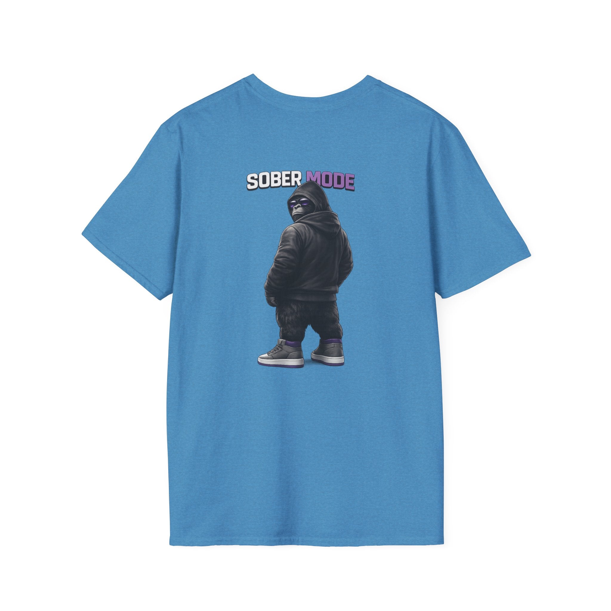 SOBER MODE Gorilla Graphic Tee – Recovery Seen Streetwear Shirt | Purple Accent Recovery Apparel | Motivational Back Print T-Shirt