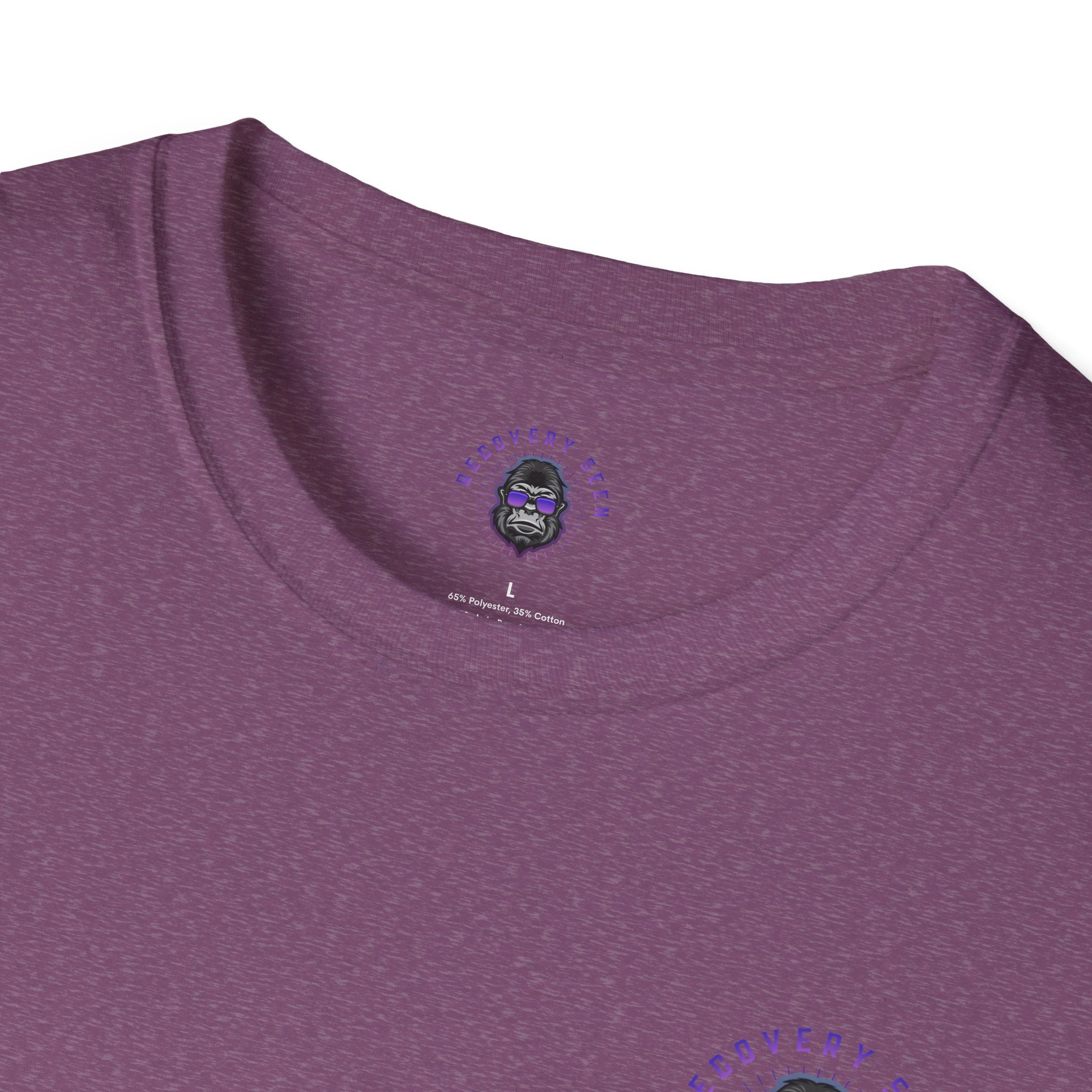SOBER MODE Gorilla Graphic Tee – Recovery Seen Streetwear Shirt | Purple Accent Recovery Apparel | Motivational Back Print T-Shirt