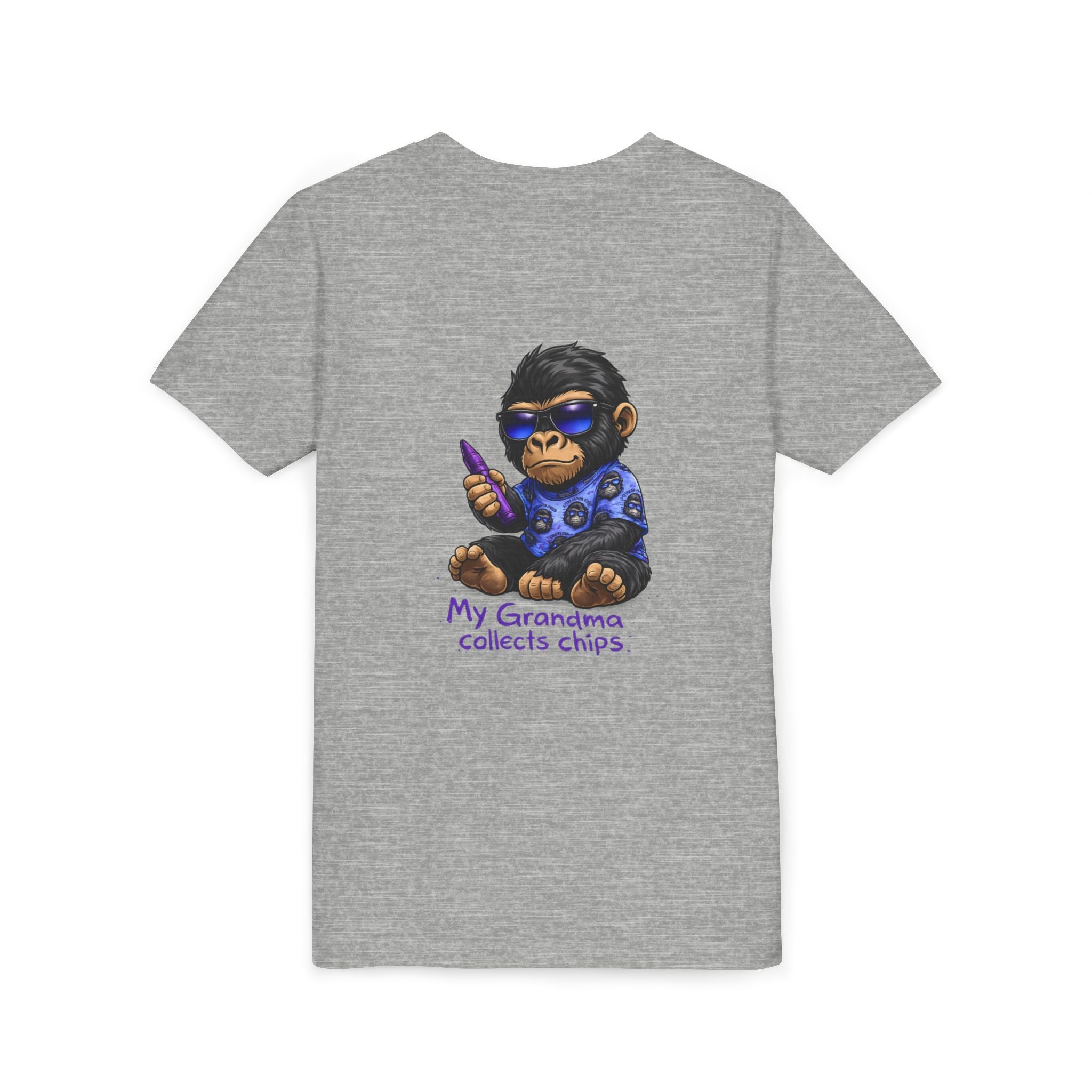 My Grandma Collects Chips – Recovery Celebration Tee | AA Sobriety Tribute Shirt | Recovery Support Youth Graphic Tee | Purple Crayon Gorilla Shirt