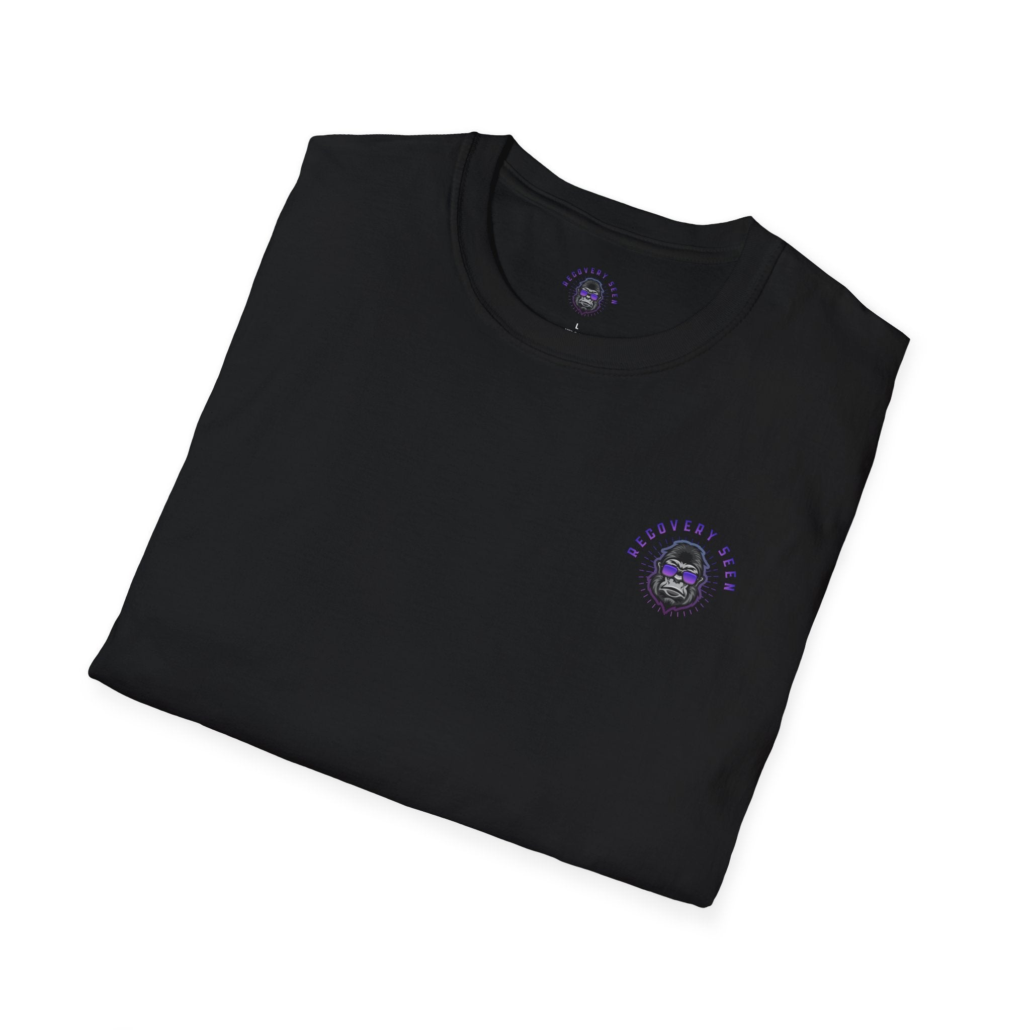 SOBER MODE Gorilla Graphic Tee – Recovery Seen Streetwear Shirt | Purple Accent Recovery Apparel | Motivational Back Print T-Shirt