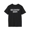 Recovery Seen Signature Script – Essential Tee | Handwritten Script back graphic, small chest logo