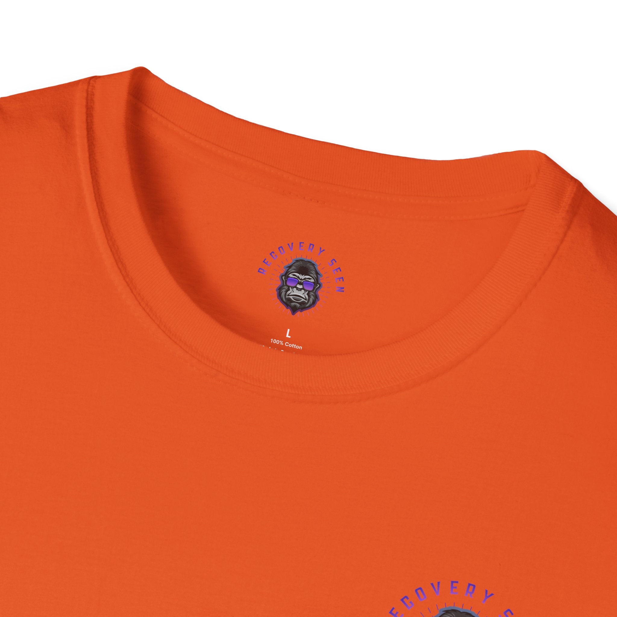 SOBER MODE Gorilla Graphic Tee – Recovery Seen Streetwear Shirt | Purple Accent Recovery Apparel | Motivational Back Print T-Shirt