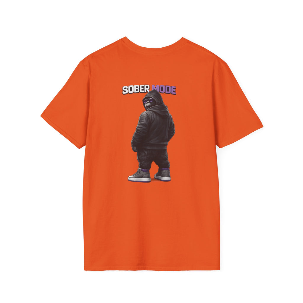 SOBER MODE Gorilla Graphic Tee – Recovery Seen Streetwear Shirt | Purple Accent Recovery Apparel | Motivational Back Print T-Shirt