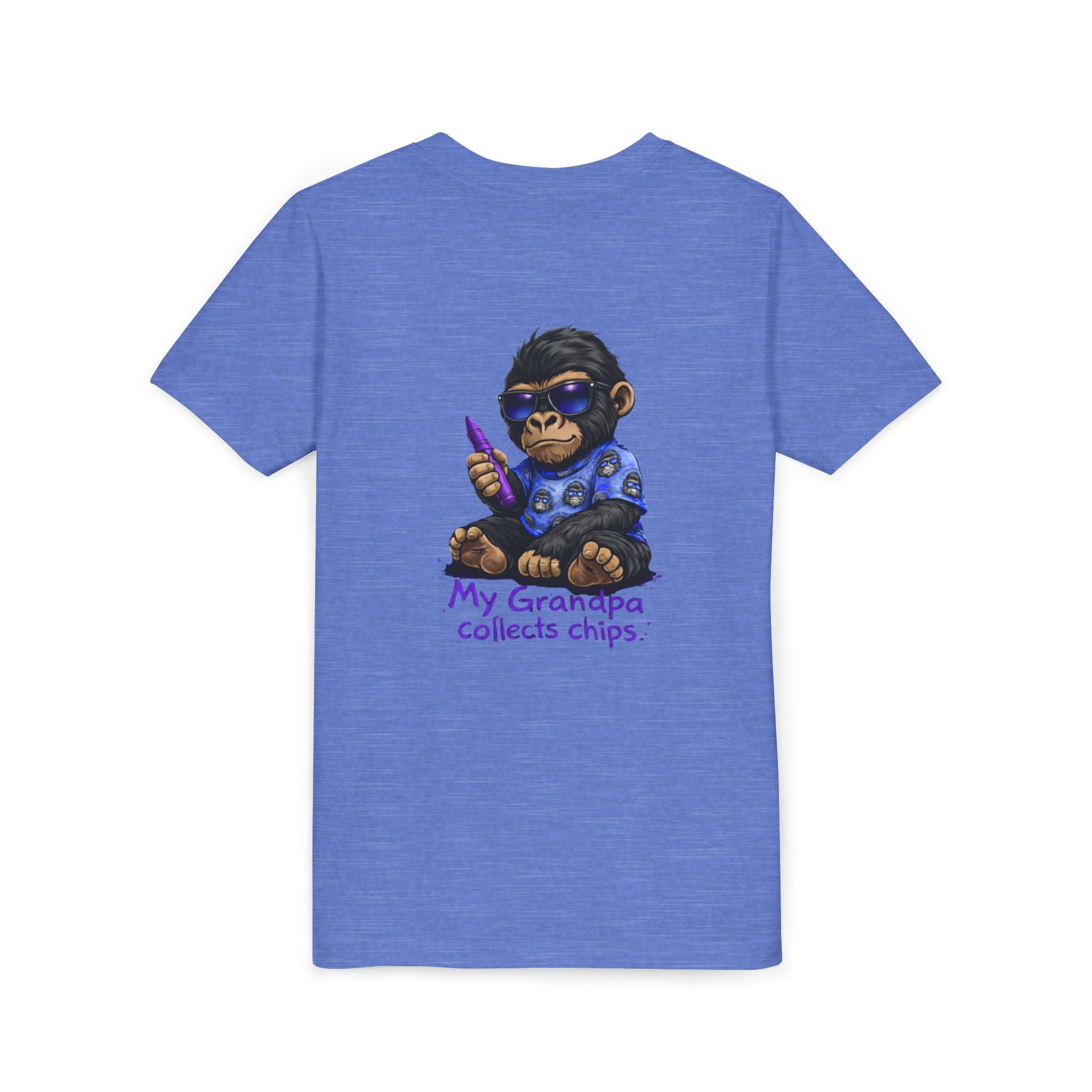 My Grandpa Collects Chips – Recovery Celebration Tee | AA Sobriety Tribute Shirt | Recovery Support Youth Graphic Tee | Purple Crayon Gorilla Shirt