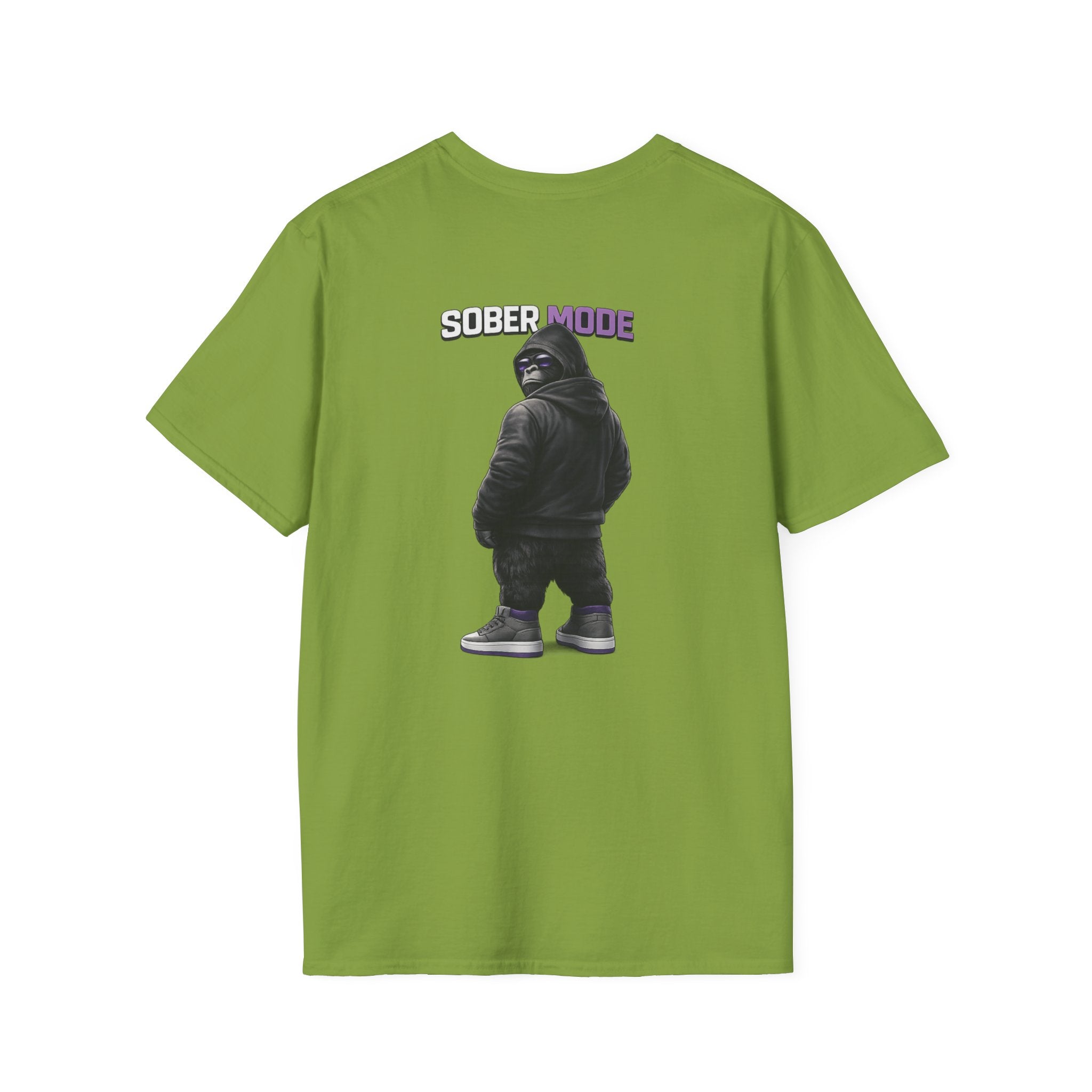 SOBER MODE Gorilla Graphic Tee – Recovery Seen Streetwear Shirt | Purple Accent Recovery Apparel | Motivational Back Print T-Shirt