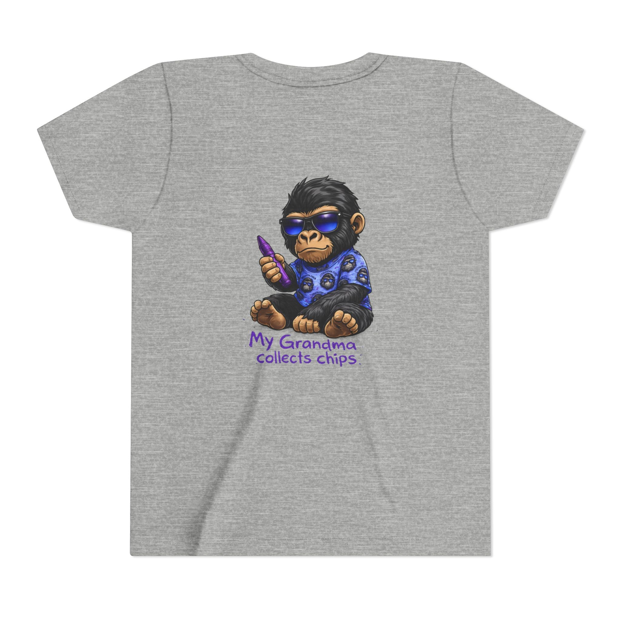 My Grandma Collects Chips – Recovery Celebration Tee | AA Sobriety Tribute Shirt | Recovery Support Youth Graphic Tee | Purple Crayon Gorilla Shirt
